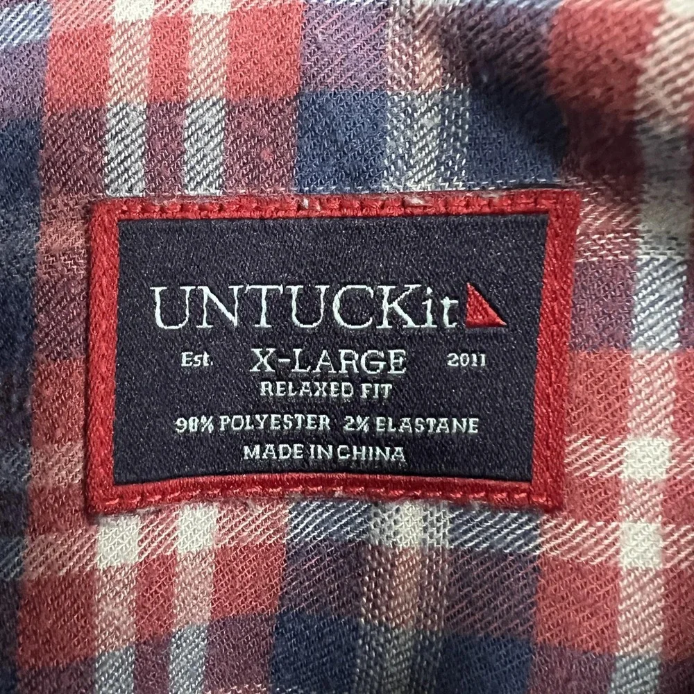 UNTUCKit Shirt Mens XL Red Blue Plaid Radda Relaxed Fit Long Sleeve Button Front